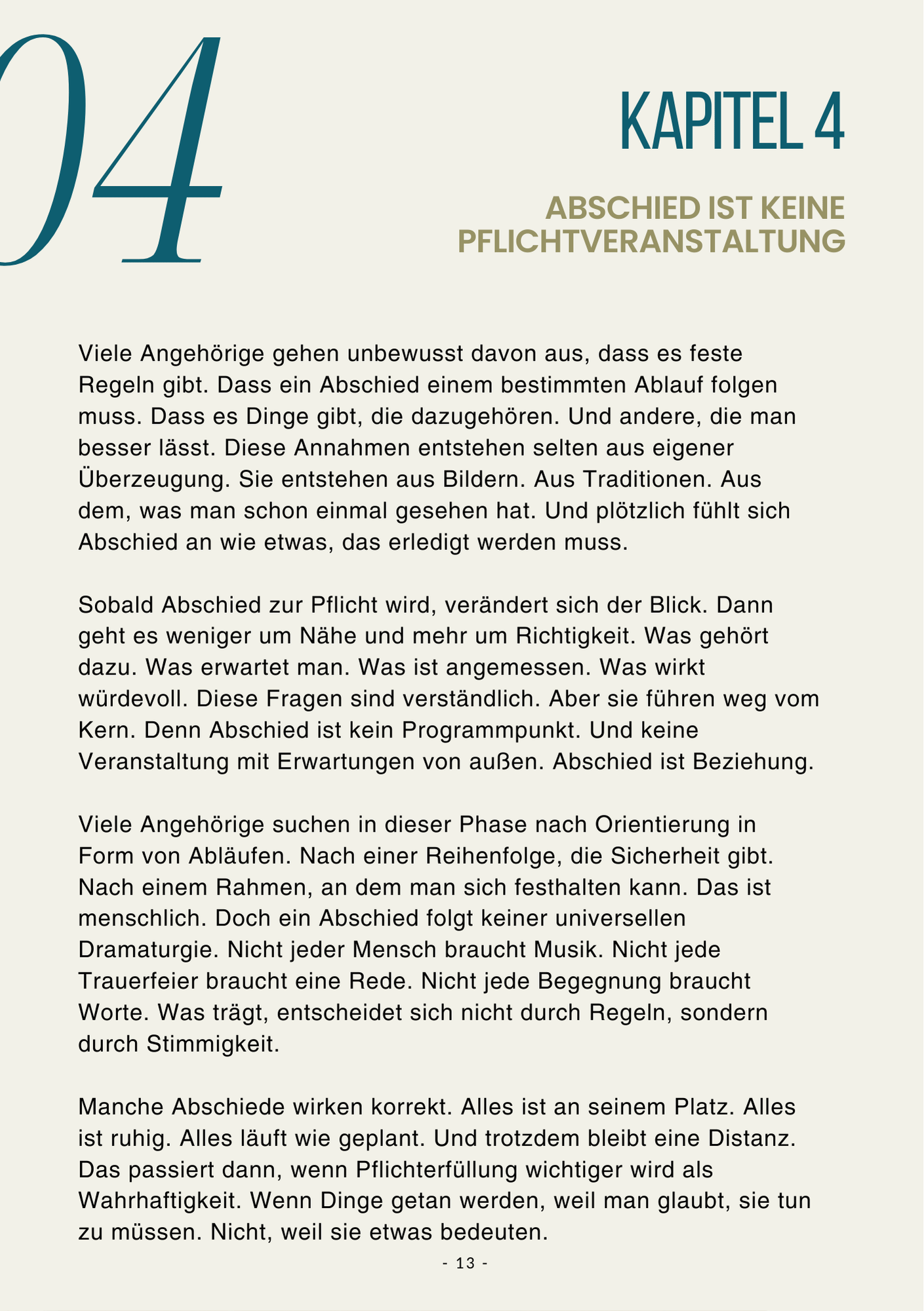 Kapitelauftakt: Abschied ist keine Pflichtveranstaltung